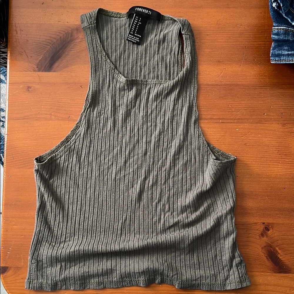 Forever 21 Olive Green Ribbed Tank Top